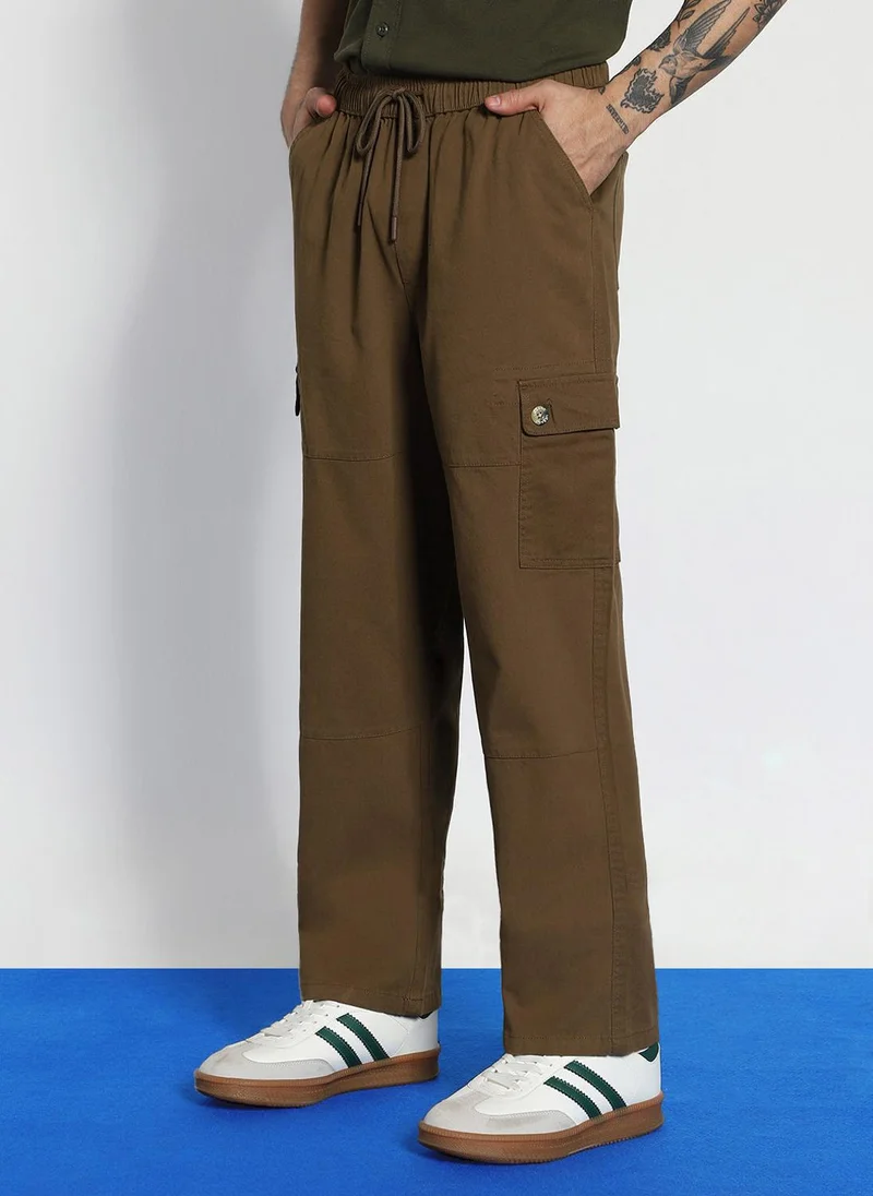 Urbano Fashion  Urbano Fashion Men's Brown Loose Baggy Fit Cargo Jogger Chino Pant with 6 Pockets Stretchable for Men | Best Price UAE